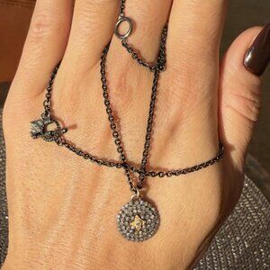 Armenta Sterling Silver, 18k Gold and Diamond "Old World" Pendant Necklace